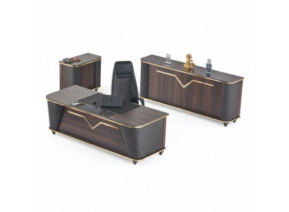 Complete office room set: office desk, office chair, sideboard, dresser, wood