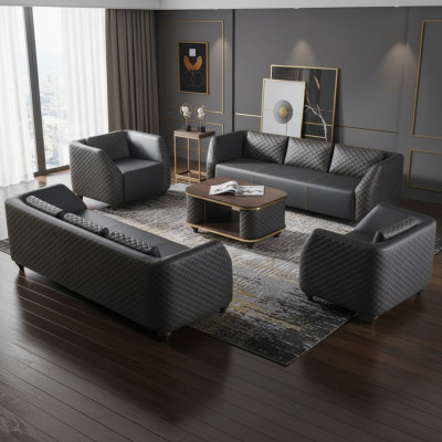 Seating furniture leather 3-seater armchair coffee table black brown leather sofas