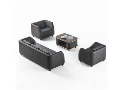 Seating furniture leather 3-seater armchair coffee table black brown leather sofas