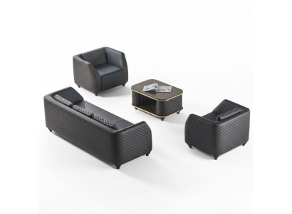 Seating furniture leather 3-seater armchair coffee table black brown leather sofas