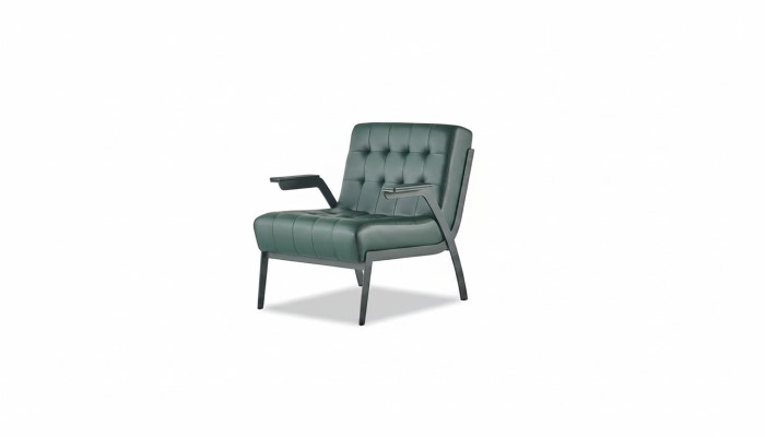 Green armchair modern design stainless steel leather Chesterfield versatile wood