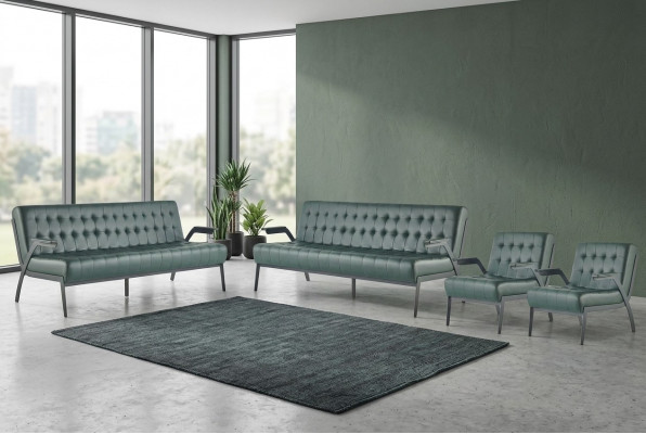 3-seater sofa set armchair green Chesterfield modern leather sofas