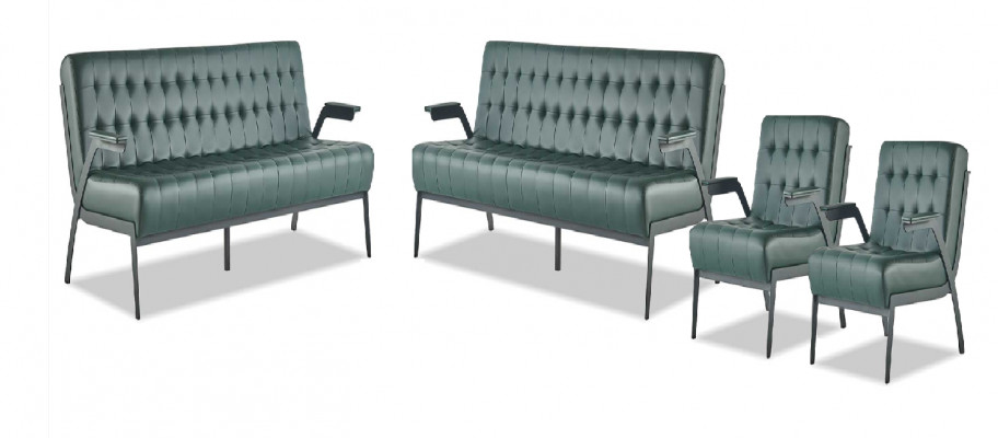 3-seater sofa set armchair green Chesterfield modern leather sofas