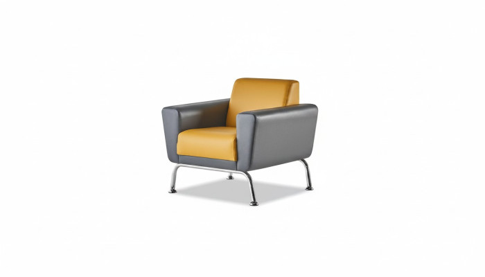 Armchair Yellow Gray Recliner Modern Wood Soft Armrests Stainless Steel Leather