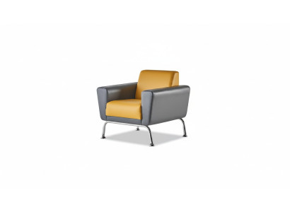 Armchair Yellow Gray Recliner Modern Wood Soft Armrests Stainless Steel Leather