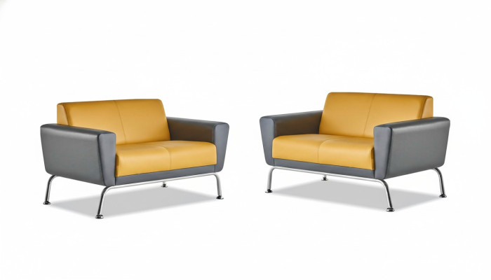 Leather sofas sofa set 2-seater yellow gray stainless steel modern couch complete