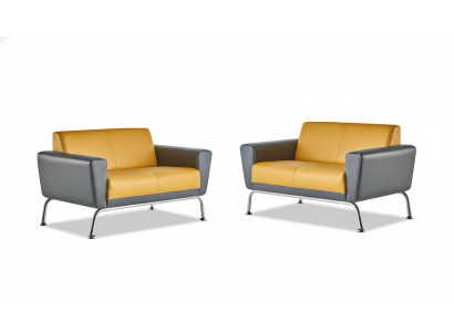 Leather sofas sofa set 2-seater yellow gray stainless steel modern couch complete
