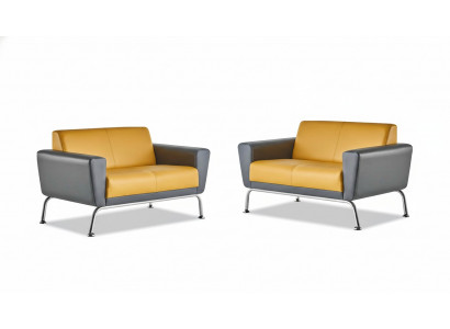 Leather sofas sofa set 2-seater yellow gray stainless steel modern couch complete