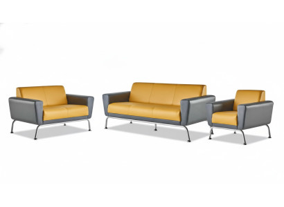 Leather sofas Yellow Gray Sofa Set 3-seater 2-seater Armchair