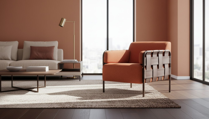 Armchair Orange Fabric Modern Leather Fabric Single-Seater Soft