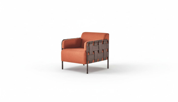 Armchair Orange Fabric Modern Leather Fabric Single-Seater Soft