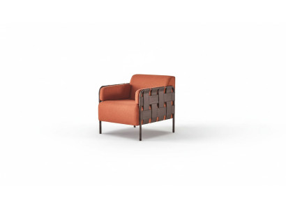 Armchair Orange Fabric Modern Leather Fabric Single-Seater Soft