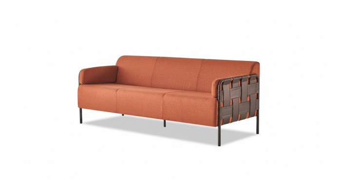Leather sofa 3-seater orange sofa modern couch three-seater soft seating furniture
