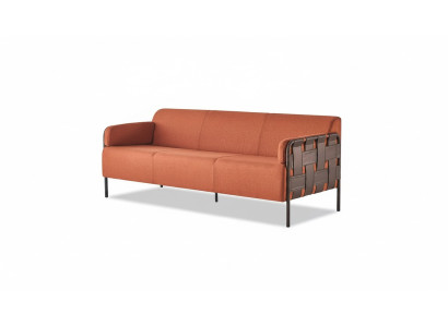 Leather sofa 3-seater orange sofa modern couch three-seater soft seating furniture