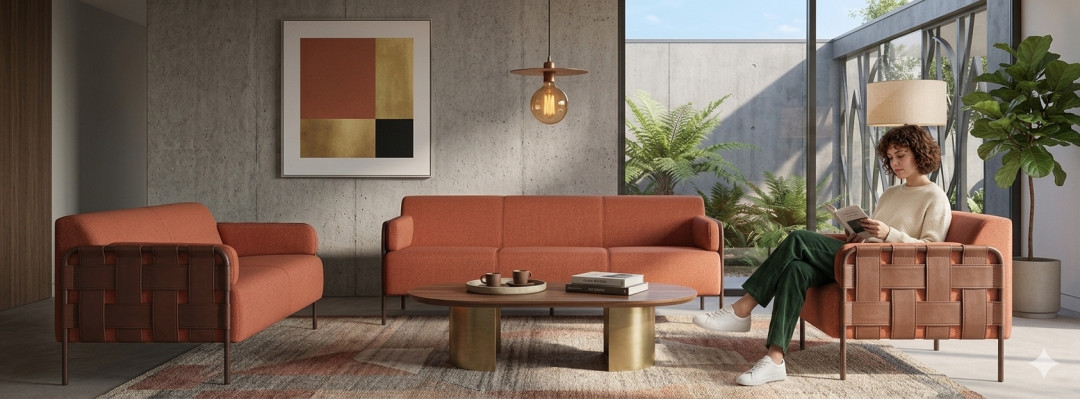 Complete 3-seater 2-seater armchair sofa set orange sofa suites sofas