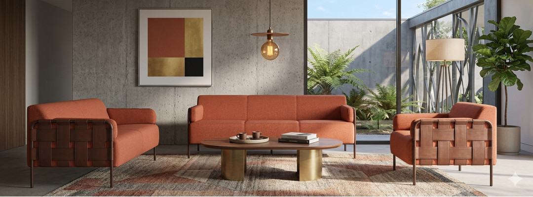 Complete 3-seater 2-seater armchair sofa set orange sofa suites sofas