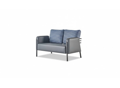 Ledesofa Upholstered 2-Seater Gray Blue Stainless Steel Modern Cushion Sofa Couch