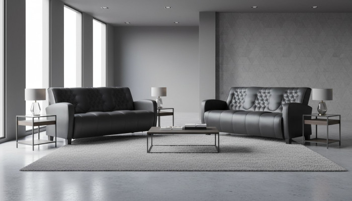 Chesterfield Couch 3-Seater Sofas Sofa Set Modern Leather Sofas Wood Buttons