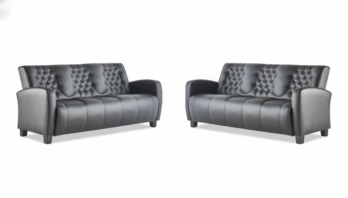 Chesterfield Couch 3-Seater Sofas Sofa Set Modern Leather Sofas Wood Buttons