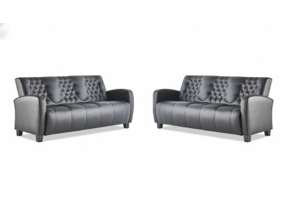 Chesterfield Couch 3-Seater Sofas Sofa Set Modern Leather Sofas Wood Buttons