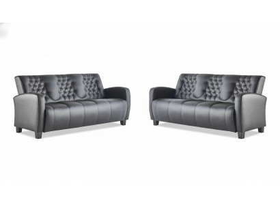 Chesterfield Couch 3-Seater Sofas Sofa Set Modern Leather Sofas Wood Buttons