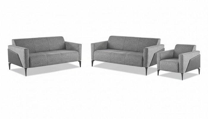 Modern Sofas Sofa Set 3-piece 2x 3-seater Armchair Gray Sofa Suite Seating Furniture