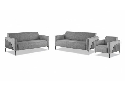 Modern Sofas Sofa Set 3-piece 2x 3-seater Armchair Gray Sofa Suite Seating Furniture