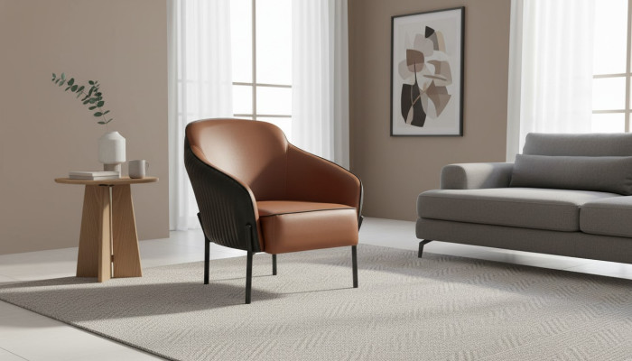 Armchair Brown Black Recliner Modern Leather Stainless Steel 1-Seater Soft