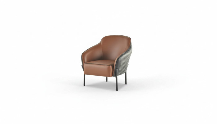 Armchair Brown Black Recliner Modern Leather Stainless Steel 1-Seater Soft