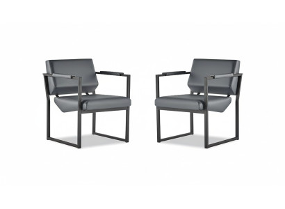 Office Chair Set, Armchair, Black Recliner, Modern 1-Seater, Leather, Stainless Steel