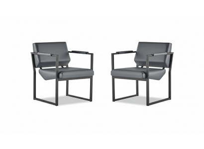 Office Chair Set, Armchair, Black Recliner, Modern 1-Seater, Leather, Stainless Steel