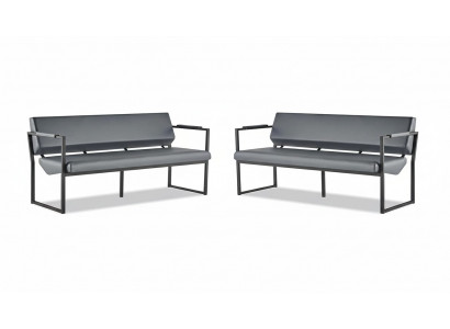 3-seater set of leather sofas, black stainless steel, leather, modern sofa set, couch