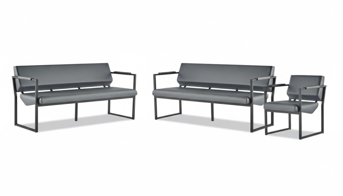 Complete office set sofas 2-seater armchair black leather sofas modern leather
