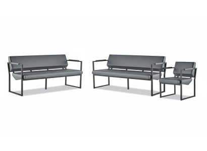 Complete office set sofas 2-seater armchair black leather sofas modern leather