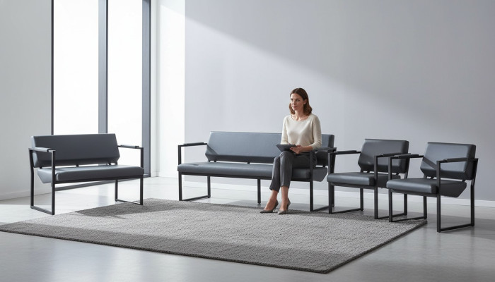 Complete set of sofas 3-seater 2-seater armchair black leather sofas stainless steel