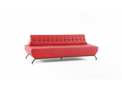 Couch Art Deco Design Red 3-Seater Sofa Seating Furniture Chesterfield Buttons