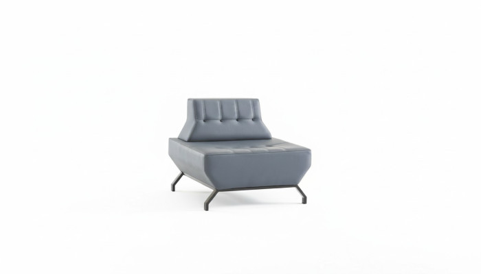 Chair leather stainless steel Art Deco buttons armchair grey Chesterfield