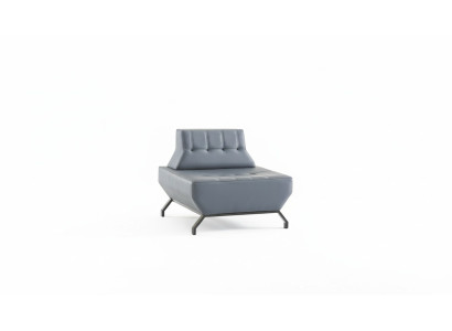 Chair leather stainless steel Art Deco buttons armchair grey Chesterfield