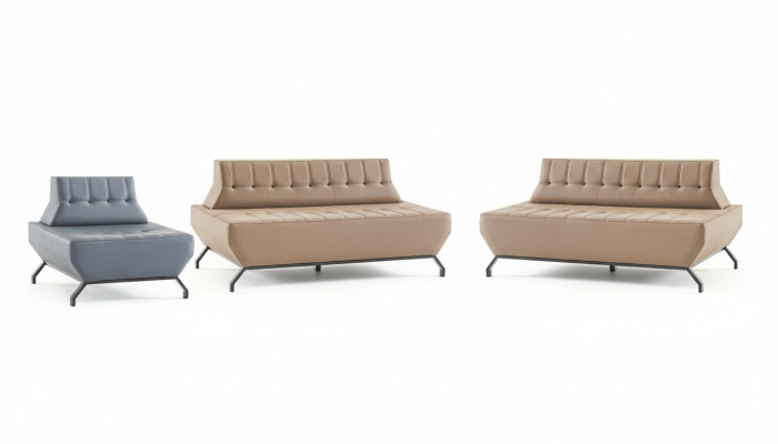 Sofa set Deco leather sofas set beige 2-seater gray armchair sofa set