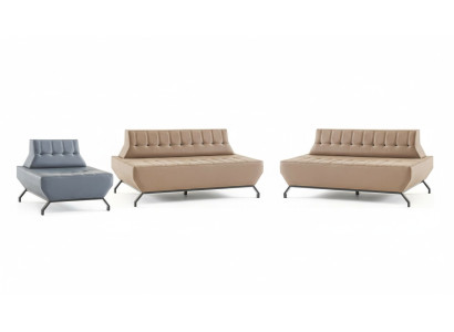 Sofa set Deco leather sofas set beige 2-seater gray armchair sofa set