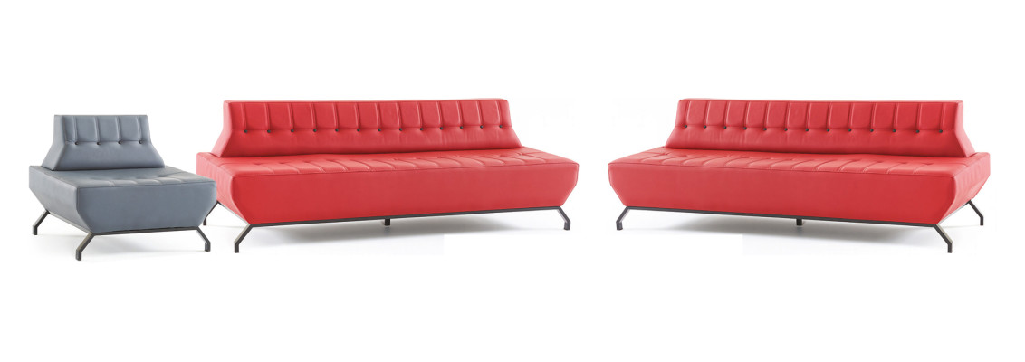 Sofa set red 3-seater gray armchair Art Deco sofas Chesterfield leather couch