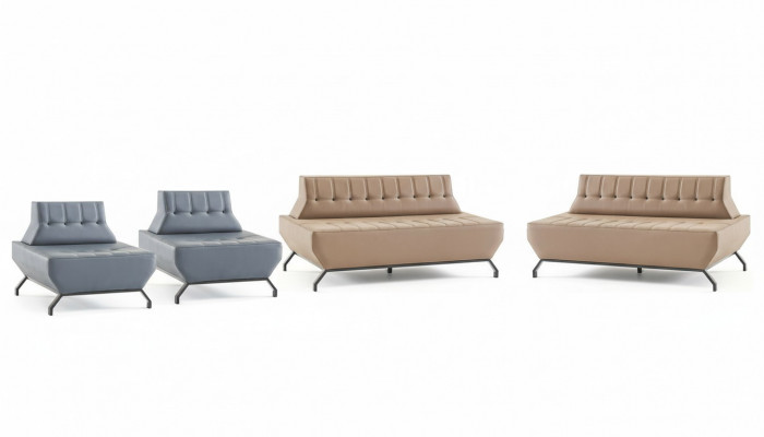 Ledesofas Set 2-Seater Armchair Beige Gray Chesterfield Sofas Stainless Steel