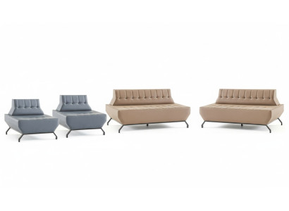 Ledesofas Set 2-Seater Armchair Beige Gray Chesterfield Sofas Stainless Steel