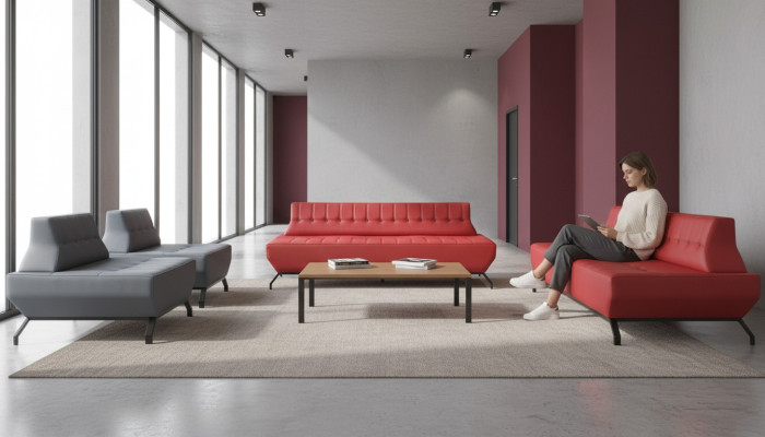 Modern sofa set red 3-seater gray armchair Chesterfield Chesterfield