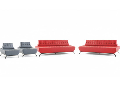 Modern sofa set red 3-seater gray armchair Chesterfield Chesterfield