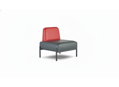 Black Red Leather Sofa Hallway Art Deco Leather Armchair Stainless Steel 1-Seater