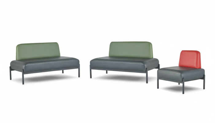 Complete sofas Art Deco 2-seater armchair black green red leather sofas wood