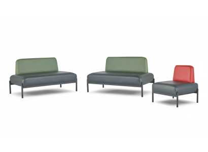 Complete sofas Art Deco 2-seater armchair black green red leather sofas wood