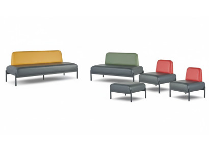 Seating furniture 3-seater 2-seater armchair stool black yellow green red couch