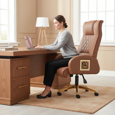 Office chair brown brown study room casters modern executive chair swivel chair